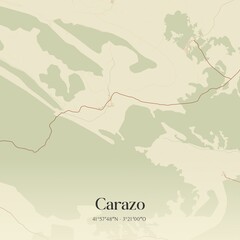 Retro Spanish map of Carazo, Castilla y Le�n. Vintage street map.