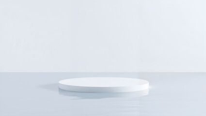A minimalistic floating podium in white tones, perfect for product displays and modern branding. Generative AI
