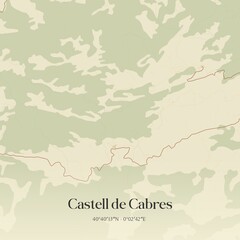 Obraz premium Retro Spanish map of Castell de Cabres, Comunidad Valenciana. Vintage street map.