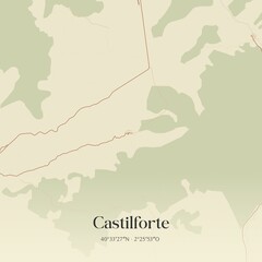 Obraz premium Retro Spanish map of Castilforte, Castilla-La Mancha. Vintage street map.