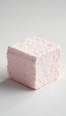 Single marshmallow, fluffy texture, white background, dessert, macro