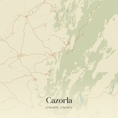 Obraz premium Retro Spanish map of Cazorla, Andaluc�a. Vintage street map.