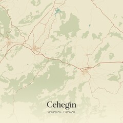 Vintage map of Cehegin, Spain.