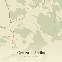 Obraz premium Retro Spanish map of Cerezo de Arriba, Castilla y Le�n. Vintage street map.