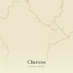 Retro Spanish map of Chercos, Andaluc�a. Vintage street map.