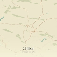 Obraz premium Retro Spanish map of Chill�n, Castilla-La Mancha. Vintage street map.