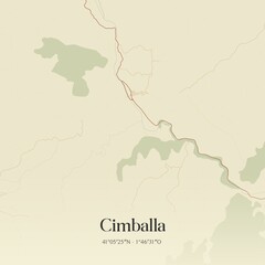 Retro Spanish map of Cimballa, Arag�n. Vintage street map.