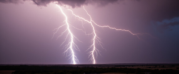 Lightning strikes with a dramatic mood against a stormy sky