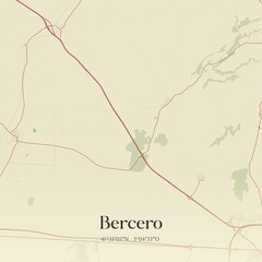 Retro Spanish map of Bercero, Castilla y Le�n. Vintage street map.