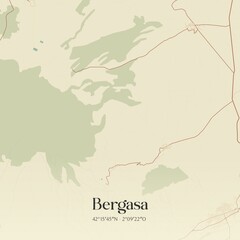 Retro Spanish map of Bergasa, La Rioja. Vintage street map.