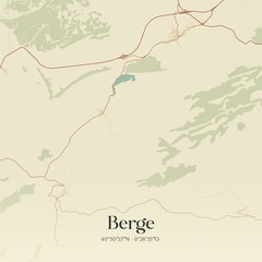 Retro Spanish map of Berge, Arag�n. Vintage street map.