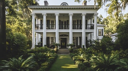 Southern Antebellum Mansion with Lush Gardens