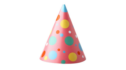 Colorful party hat with polka dots on transparent background. Transparent background