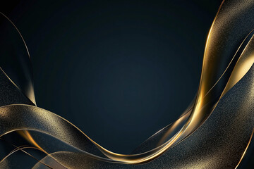 Luxurious Gold and Black Silk Fabric with Elegant Satin Folds, Shimmering Metallic Texture, and Premium Design for Glamorous Backdrops