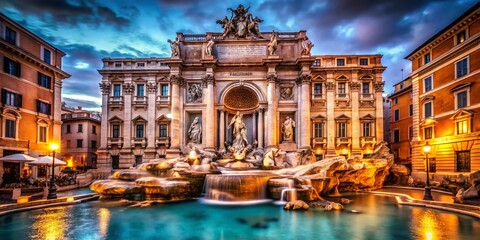 Fototapeta premium Urban Exploration: Trevi Fountain, Rome, Italy - Night Photography