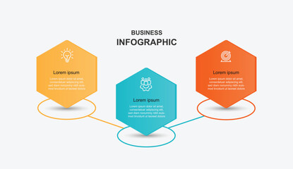 3 step process infographic template with line direction and icons can be used for workflow layout, business presentation and web graphic design 