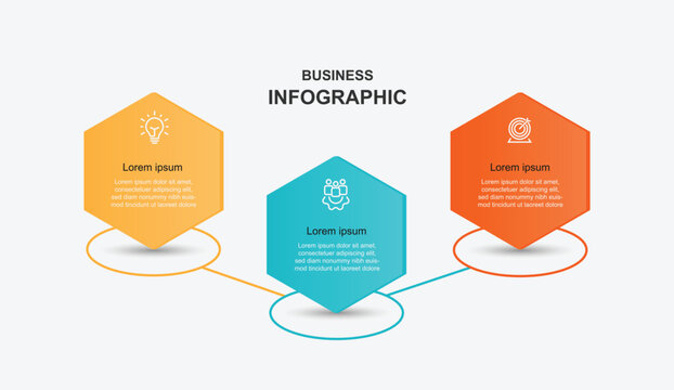 3 step process infographic template with line direction and icons can be used for workflow layout, business presentation and web graphic design 