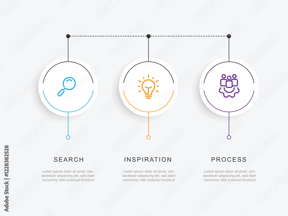 Poster 3 step circle process infographic template vector with icons 