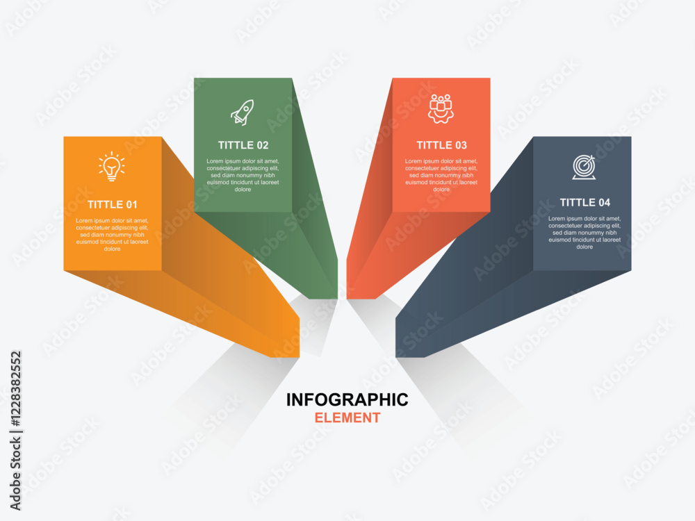 Aufkleber 4 cube style for infographic template. Vector timeline can be used for workflow, business presentation and web graphic design 