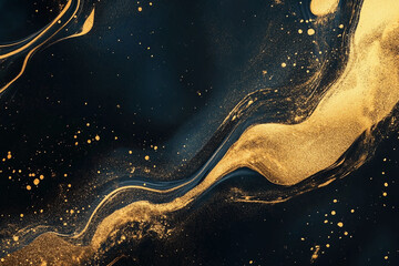 Luxurious Gold and Black Silk Fabric with Elegant Satin Folds, Shimmering Metallic Texture, and Premium Design for Glamorous Backdrops