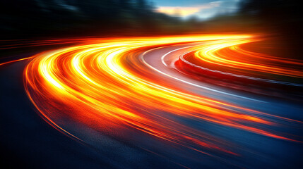 Data speed lines on a dark background representing optical cables and high internet speed, light flowing symbolizing information transfer, minimalistic bright tone, modern, blurred empty space