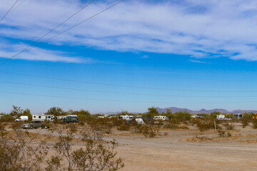 Community of Campers Camping in the Desert