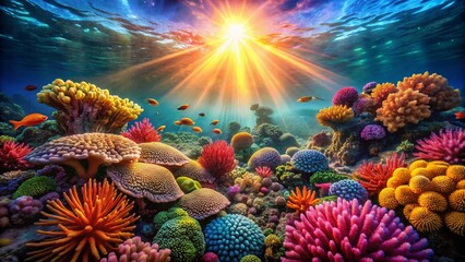 Vibrant Coral Reef Macro Photography: Underwater Paradise