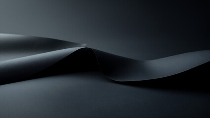 Moody High-Contrast Black Paper Waves with Elegant Shadows and Minimalist Aesthetic for Modern Design