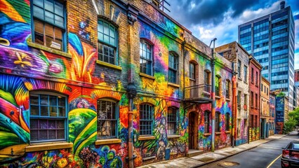Fototapeta premium Vibrant Graffiti Art on Urban Wall - Colorful Street Art Photography