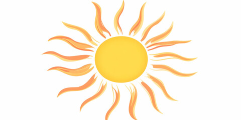 Stylized Sun Illustration with Wavy Orange Rays on White Background