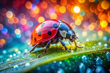 Fototapeta premium Vibrant Ladybug Macro Photography: Colorful Insect Close-Up