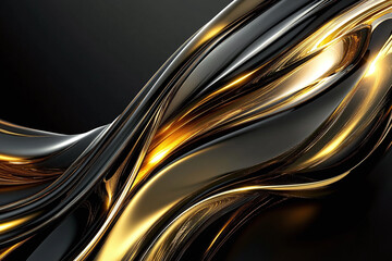 Luxurious Gold and Black Silk Fabric with Elegant Satin Folds, Shimmering Metallic Texture, and Premium Design for Glamorous Backdrops