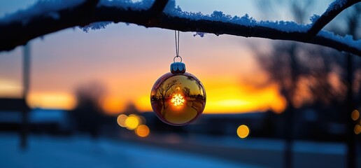 Sunset ornament winter tree holiday