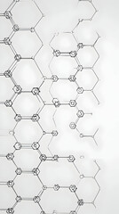 Fototapeta premium Intricate Hexagonal Network Pattern Connects Geometric Shapes on a White Background Seamlessly.