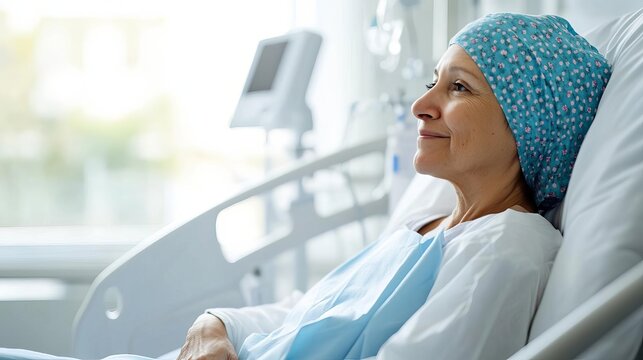 Patient receiving chemotherapy in a bright, comfortable oncology center