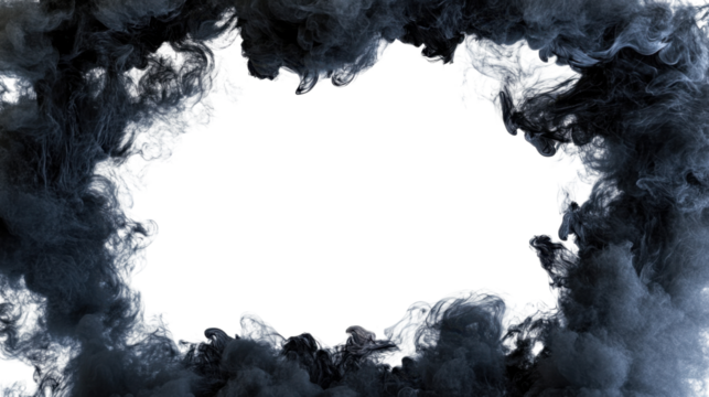 Dark smoke swirling around transparent center. Transparent background