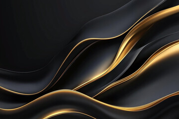 Luxurious Gold and Black Silk Fabric with Elegant Satin Folds, Shimmering Metallic Texture, and Premium Design for Glamorous Backdrops