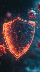 Fiery Shield Against Viral Attack: A Digital Art Depiction of Immunity and Protection