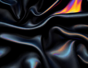 Obraz premium Sleek Black Abstract Fabric Texture Background/This black abstract background features a beautifully textured fabric surface with smooth folds and shadows that create depth. Its rich, dark tones provi