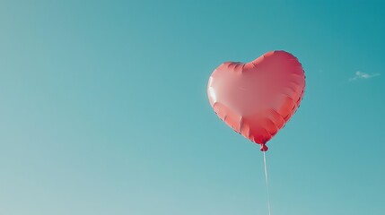 Fototapeta premium Heart-Shaped Balloon Floating Against Blue Sky with Soft Clouds