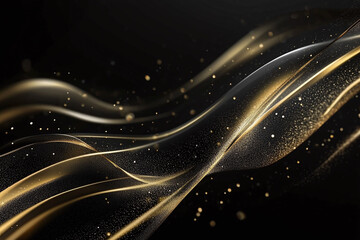 Luxurious Gold and Black Silk Fabric with Elegant Satin Folds, Shimmering Metallic Texture, and Premium Design for Glamorous Backdrops