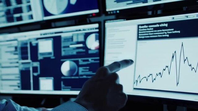 Analyzing Data Metrics in a Professional Office Setting Footage