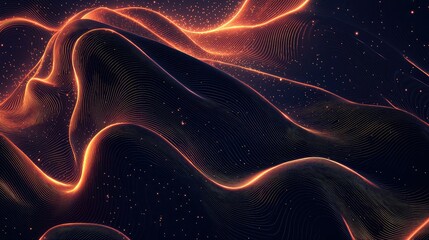 Fototapeta premium Abstract Flowing Waves With Glowing Lines and Dark Background