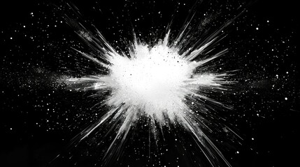 Dramatic White Paint Splash Against Black Background in Motion