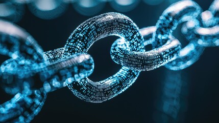 Futuristic Digital Chain Link Symbolizing Data Security and Connection