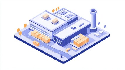 Obraz premium Modern Industrial Warehouse and Distribution Center in Isometric Style