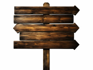 Fototapeta premium Five Blank Wooden Directional Arrow Signs Pointing in Different Directions on a White Background