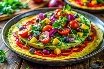 Vibrant Vegan Raw Omelette: Tilt-Shift Macro Photography