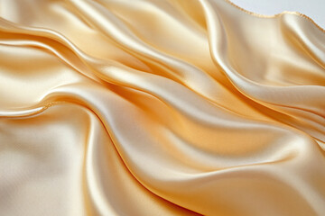 Obraz premium Elegant Golden Silk with Flowing Fabric Folds, Warm Beige Tones, and Luxurious Satin Texture for Premium Backdrops and Graceful Designs