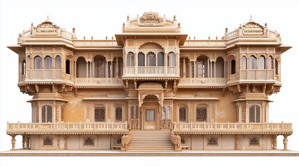 Obraz premium Ornate palace with intricate carvings, architectural details and multiple windows